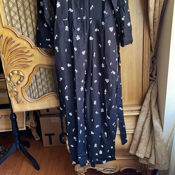 Logan Daisy Print Long Sleeve Cotton Jumpsuit In Black Multi - Picture 6 of 14